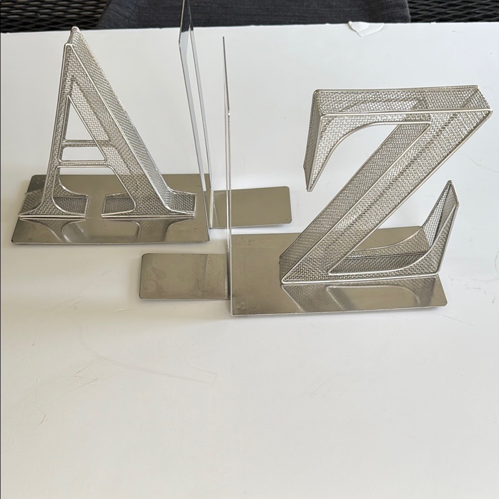 Silver Metal A-Z Bookends